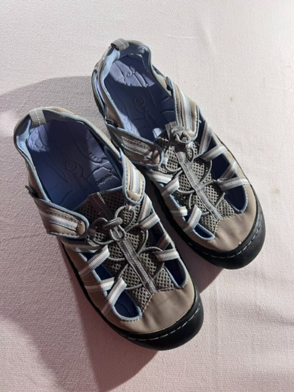J-41 Adventure Women's Vegan Hiking Sandals Tan/Blue waterready athletic Size6.5